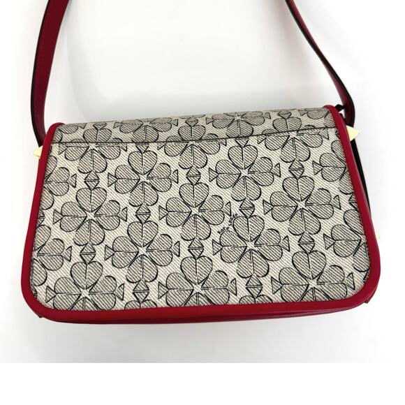 Kate Spade Liv Spade Flower Coated Canvas Small Flap Crossbody Bag Cherry Rouge - Picture 5 of 14